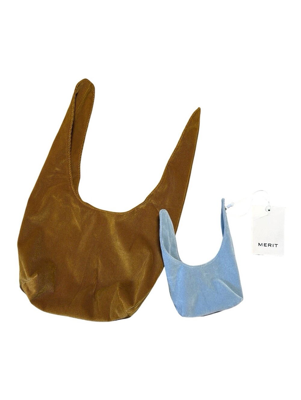 Merit Beauty Mini Blue Velvet Makeup Pouch (NWT) & Standard Brown Corduroy Pouch